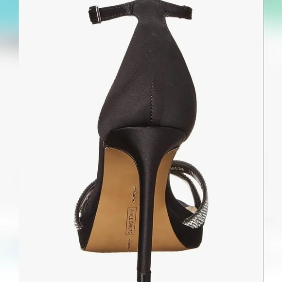 NEW Vince Camuto Kalvira2 Black Satin Stiletto Heeled Strappy Sandal 9 - Picture 6 of 9